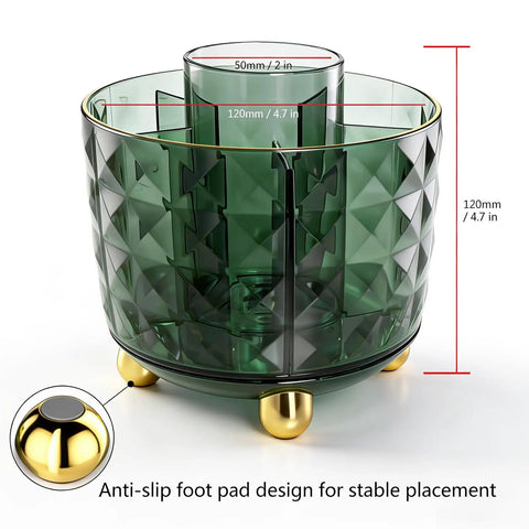Dark Green 6 Compartment Desk Organizer With 360 Degree Rotating Pen And Pencil Holder on anti-slip base