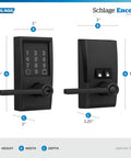 Smart Lock With Lever Handle And Touchscreen Keypad WiFi Connected For Keyless Entry App Control Works With Alexa And Google Home Airbnb Ready Matte Black Finish Seamless Setup And Remote Access From Anywhere front and side view.