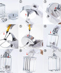 Crystal Cuboid Pendant Lights Set Of 3 In Polished Chrome Dimmable Mini Pendant Fixtures assembly instructions shown in nine steps.