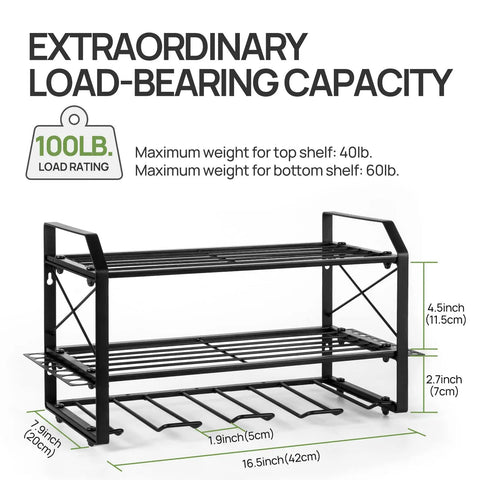 Heavy Duty Pro Grade Power Tool Organizer Wall Mount Rack With 3 Layer Metal Drill Holder dimensions and load capacity