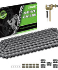 XIKOBY 140-link drive chain kit with breaker tool, pins, spacers for minibikes front view