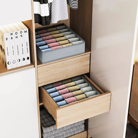 Two Pack Grey Sock Drawer Organizer Features Twenty Four Spacious Cells To Keep Your Drawers Crisp By Knocking Down Daily Clutter And Neatly Parking Underwear Ties Belts