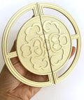 Gold Retro Style Brass Cabinet Pull Handles 2 Pack For Cabinets Closets And Drawers Round Old School Pull Knobs With Auspicious Cloud Geometric Pattern in hand