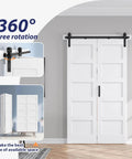 White Double 21x84 Bifold Barn Closet Doors With 46 Inch Hardware Track Kit Solid MDF With Waterproof PVC Surface installed