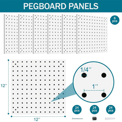 Peg Board Kit With Hooks And Bins For Wall Organizer Ideal For Office And Craft Rooms Display Ornaments And Keepsakes