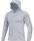 Men's Hooded Rash Guard Long Sleeve UPF 50 Plus Sun Protection For Fishing And Beach Wear Quick Dry Breathable 4 Way Stretch Shirt Gray XL