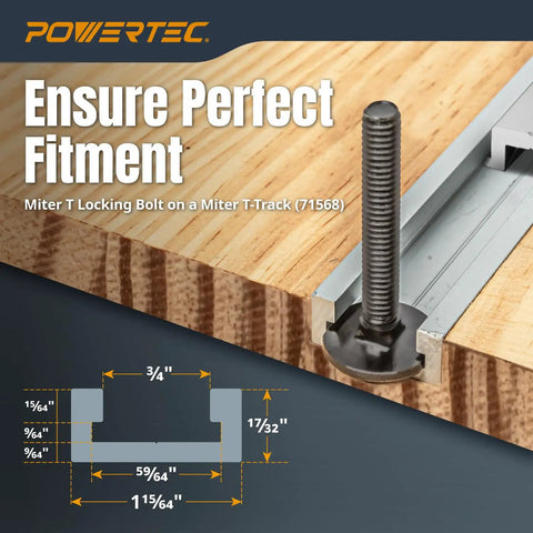 Rock Solid 48 Inch Aluminum Miter T Track Rail For Router Tables And Table Saws Locks Down Components With Zero Slop Ideal For Featherboards Hold Downs And Pro Woodworking Jigs Two Pack showing miter T locking bolt on track.