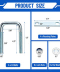 Heavy Duty 4 Pack Square U Bolts For 2.5 Inch Wide Leaf Springs, Galvanized Steel U Bolt Brackets With Plates size details
