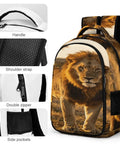 Dope Golden Hour Lion Printed Unisex Backpack With Large Capacity For School Travel And Everyday Carry Durable Polyester