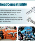 Oil Pan Bolt Kit For Chevy SBC And Ford SBF V8 Engines, 22-Piece Set, image showing compatible V8 engine details