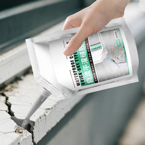 Crack Repair Sealant For Concrete And Surfaces 500Ml being applied to cracked concrete surface with nozzle