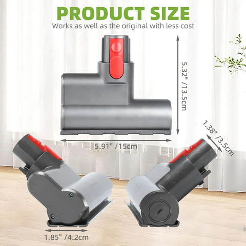 Image showing dimensions of Mini Brush Head Tool For Cordless Vacuum Cleaners V7 V8 V10 V11 V15 Mattress Upholstery Tool