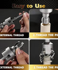 Everything You Need for PVC Pipe Threading Kit 7 Pack Rethreading Set With One Half Inch Dies and Three Quarter Inch Dies in use