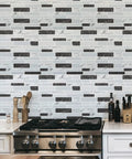 Thick 2mm To 2.5mm Peel And Stick Marble Backsplash Tiles 12x12 10 Pack With 3x Stronger Adhesive shown in a modern kitchen wall