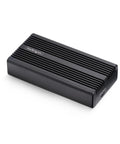 Top Notch USB4 And Thunderbolt 3 M.2 Nvme Ssd Enclosure Featuring Chill Aluminum Heatsink Casing For Hassle Free Portable Drives And Seriously Quick 40Gbps Transfers in black with ribbed design.