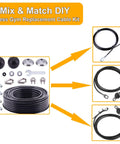Replacement Cable Kit For Lat Pulldown And Low Row Machines, 32.8 Ft 5.0mm PU Coated Steel Wire Rope, 17-Piece Set With Hooks