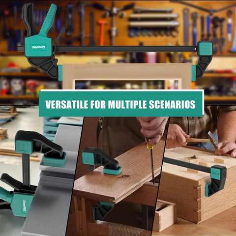 Versatile 8 Pack Bar Clamps For Woodworking Set With 12 Inch And 6 Inch Quick Change F Clamps 150 Lb in workshop use