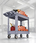 Beefy Heavy Duty Utility Cart With Two Tier Shelves 550 Lbs Capacity Heavy Plastic Rolling Cart With 360 Degree Swivel Wheels And Two Brakes Tool Storage Tray For Garage Workshop And Warehouse, 2-tier PP cart
