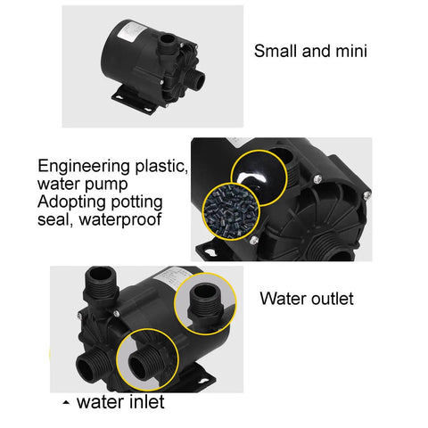 Straight Up Silent Submersible Pump Equipped With Brushless DC Motor And IP68 Waterproof Rating Built Tough Engineering Plastic Shell visible components and details.
