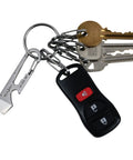 Silver Carabiner Key Clip One And Eleven Sixteenth Inch For Everyday Carry Keychain Multi Tool Clip with keys and remote on keyring.