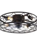 ALSKXaxna Ceiling Fan with Light 30W 3 Blades Pure Copper Motor for Bedroom, black metal design with visible light bulbs.