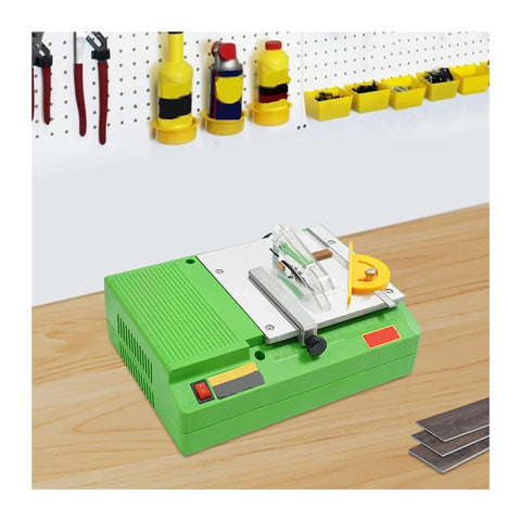 Heavy Duty Portable Saw Station 480W Mini Table Saw For Sharp Precision Wood Cutting Compact Build on wooden surface with tools.