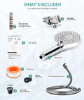 SR SUN RISE chrome handheld filtered shower head with 9 spray modes; 8-piece set includes hose, beads, mount.