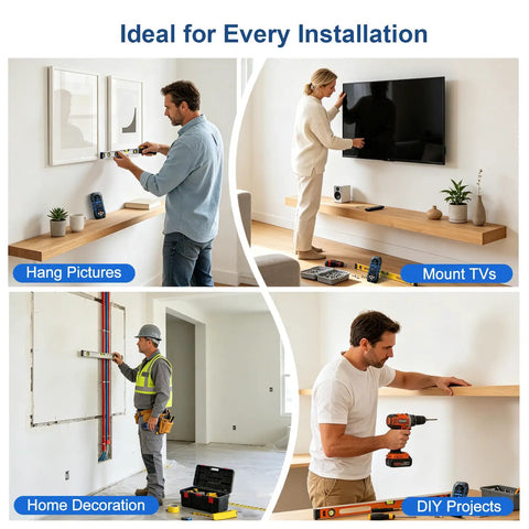 Straight Shooter Rechargeable Stud Finder And Wall Scanner With Adjustable Sensitivity Detects Wood Studs Metal Pipes And Live Ac Wires With Deep Precision For Boss Level Home Projects