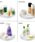 Rain Collection Lazy Susan Turntable Organizer For Vanity And Countertop 9 Inch Round Clear Plastic Storage in various uses