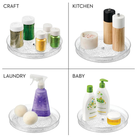 Rain Collection Lazy Susan Turntable Organizer For Vanity And Countertop 9 Inch Round Clear Plastic Storage in various uses