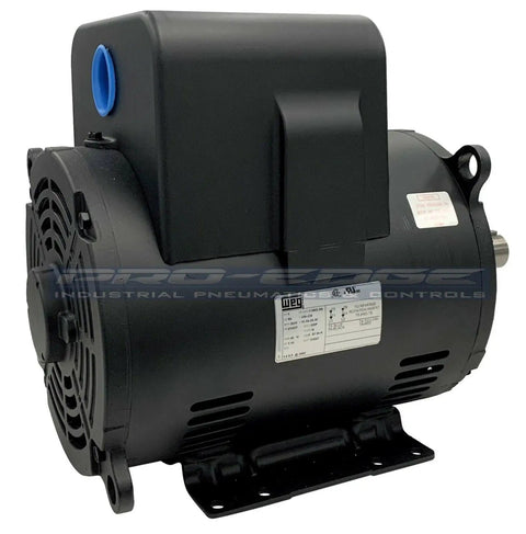 Heavy Duty 7.5HP 3450 RPM 1 Phase Compressor Electric Motor 213T Frame in black with mounting base