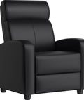 Black Comfy PU Leather Recliner Chair For Home Theater Seating With Lumbar Support in upright position