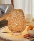 Handcrafted Bamboo Wood Table Lamp With Natural Base For Bedroom And Desk Eye Caring Night Light Retro Reading Lamp Eco Friendly Home Decor Handicraft Gift For Cozy Spaces on a wooden table