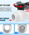 Two Pack One And A Half Inch NPT PVC Ball Valves Double Female No Fuss Full Port Shut Off Valve SCH40 Plastic Water Control Valve