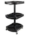 Base Station Modular 3 Tray Rolling Tool Organizer Cart in black for cars, trucks, motorcycles; easy assembly for garages