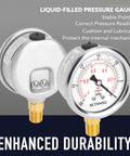 Two And A Half Inch Vacuum Pressure Gauge Glycerin Filled Heavy Duty Build Minus Thirty To Zero InHg Range Quarter Inch NPT Lower Mount
