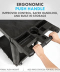 Heavy Duty Rolling Utility Cart With Ergonomic Handle And Deep Shelves For Garage, Warehouse Or Workshop, 40x33x17 inches shown