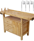 Heavy Duty 12 Inch Drop Forged Steel Bar Clamps Pack Of Four Delivering Top Shelf Squeeze Power And Three Inch Throat For Serious Woodworking And Garage Projects displayed on a woodworking bench.