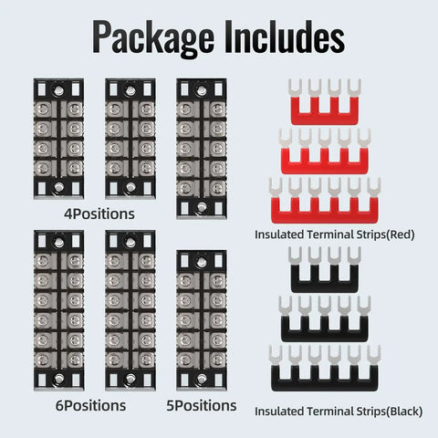 15A Screw Terminal Block Kit With Dual Row Covered Design For Four, Five Or Six Position Blocks 400V Pre Insulated Barrier Strips