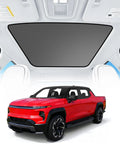 Premium Foldable Sunroof Shades For 2024 2025 2026 Chevy Silverado EV And GMC Sierra EV inside view with sleek canopy covering.
