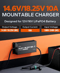 All In One 12V To 16V LiFePO4 Battery Charger 10A with wall mount and cable connection, IP65 Waterproof for Marine Car RV