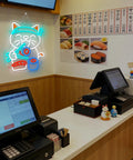 Lit Sushi Cat Neon Light Sign With White LED For Kitchen Or Home Bar Party Decor With Bright Glow Ramen Shop Vibe on wall