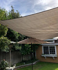 Rectangular Outdoor Shade Sail 6ft 6in By 9ft 9in UV Block 80 Percent Breathable Sun Shade Cloth installed in a garden