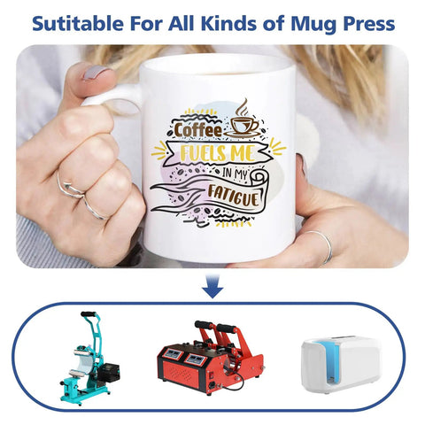 Person holding 11 Oz Sublimation White Ceramic Mugs Set Of 24 Blank Coffee Cups Microwave Safe For Crafts Do It Yourself Printing
