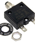 Close-up of Single Pole Push Button Circuit Breaker 125 To 250V AC 50V DC 5A Manual Reset Thermal Protector L1 Series with accessories