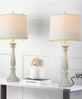 27.75 Inch USB Table Lamps Set of 2 With Built In Charging Ports, Vintage Resin Nightstand Lamps for Bedroom and Living Room