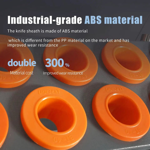 Industrial-grade orange ABS tool holders highlighting wear resistance and material cost benefits, arranged on a surface.