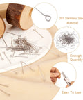 Stainless Steel Open Eye Pins With Loop For Beading And Jewelry Making 26mm Long 0.6mm Thick 24 Gauge Eye Pins 2mm Hole Compatible 1000 Pack Durable Hypoallergenic Jewelry Findings For Necklaces And Bracelets, 201 stainless steel eye pins on wood