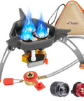 Beast Power 7200W Windproof Camping Stove With Piezo Ignition Brass Three Burners Aluminum Wind Shield Dual Fuel