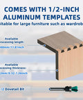 Precision 12 Inch Adjustable Dovetail Jig Clamp And Heavy Duty Woodworking Router Template For Slick Half Blind Cabinet Joints And Sturdy Furniture Builds That Align Dead On Every Time with aluminum templates and dovetail bit.